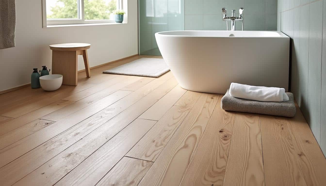 Illustration: Peut-on installer du parquet dans une salle de bain ? Faisabilité, idées reçues et précautions