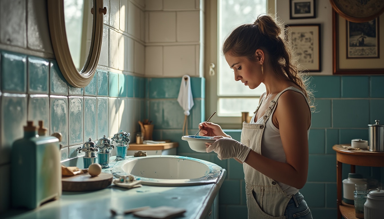 Illustration: Comprendre la peinture pour carrelage de salle de bain : définition, usages et avantages