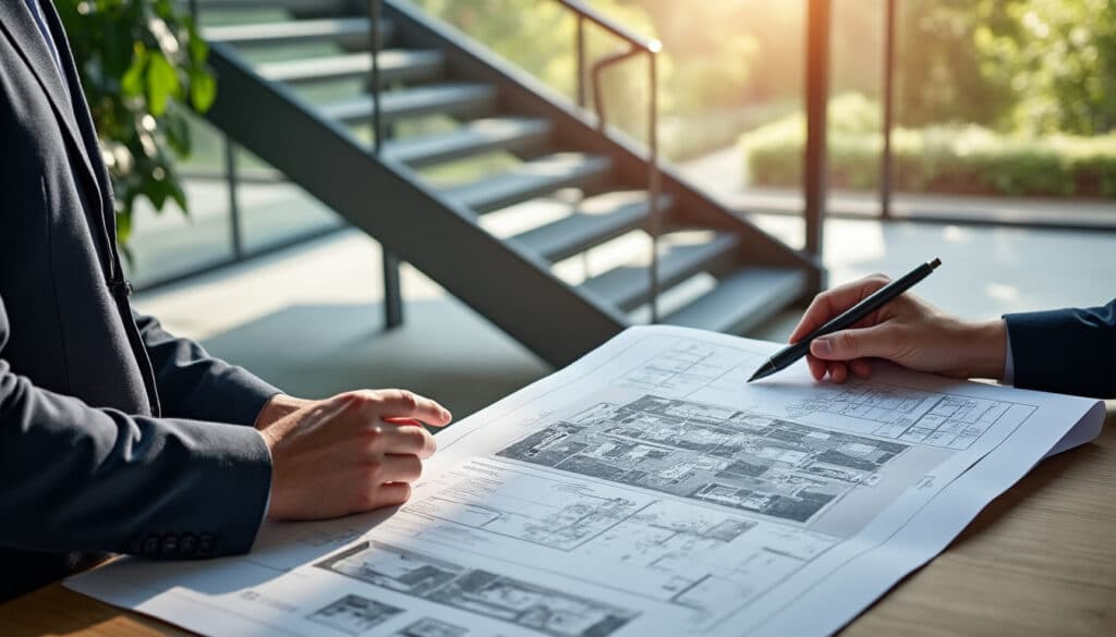 Escalier métallique avec plan : guide pour un design robuste et moderne