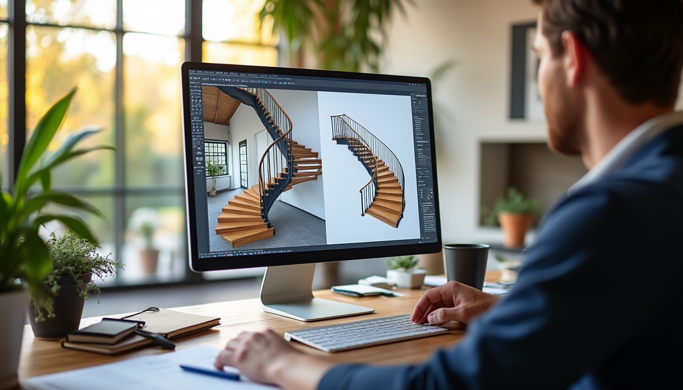 Illustration: Comparaison des logiciels pour concevoir un escalier en 2 quart tournant : gratuits et payants