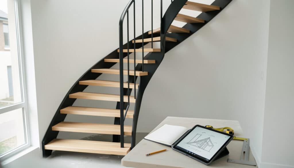 Calcul d’un escalier à deux quarts tournants en ligne