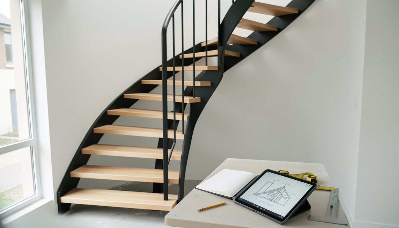 Calcul d’un escalier à deux quarts tournants en ligne